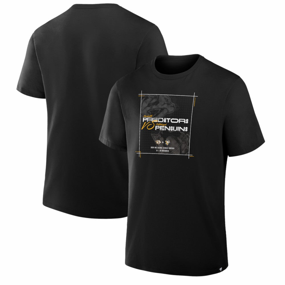 NHL Nashville Predators vs. Pittsburgh Penguins 2025 NHL Global Series Matchup Legacy T-Shirt