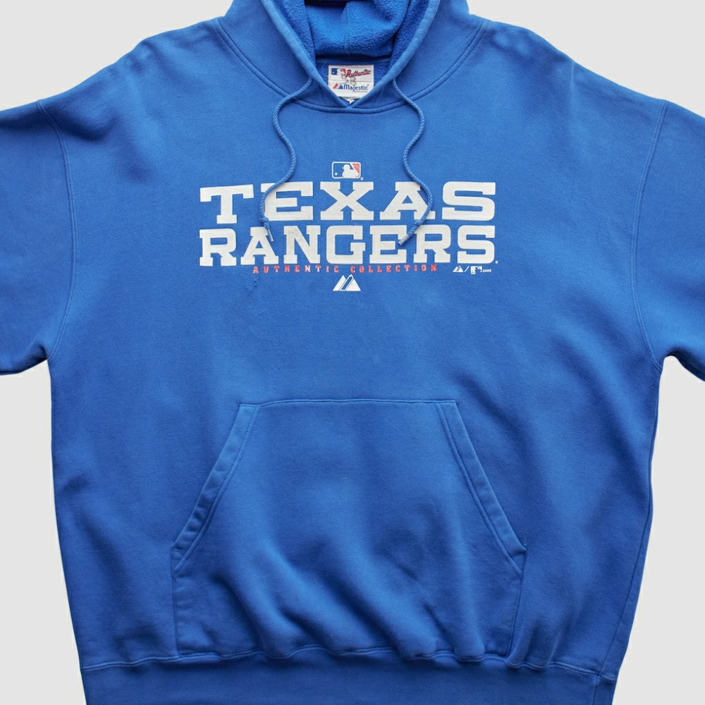 Blue Texas Rangers Majestic 2000s Hooded Pullover Sweatshirt