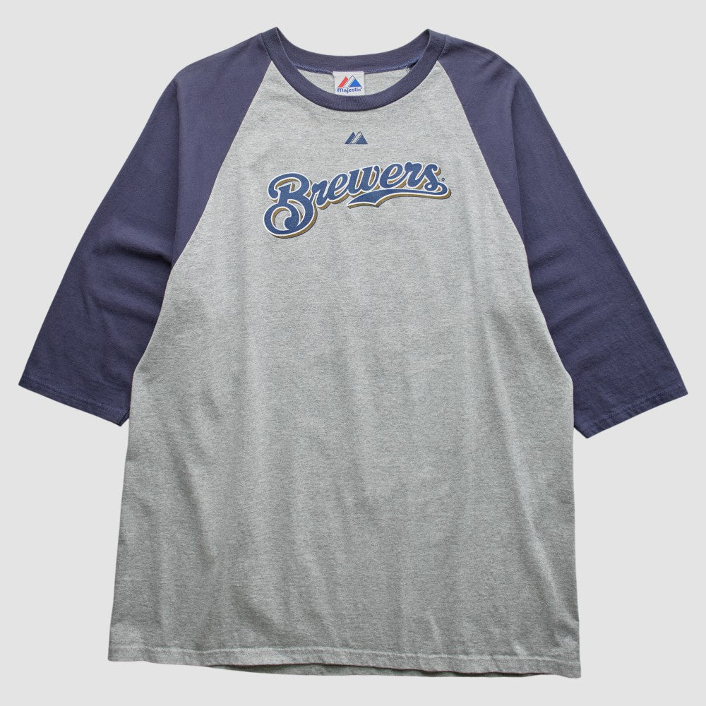 Gray Milwaukee Brewers Majestic 2000s T-shirt