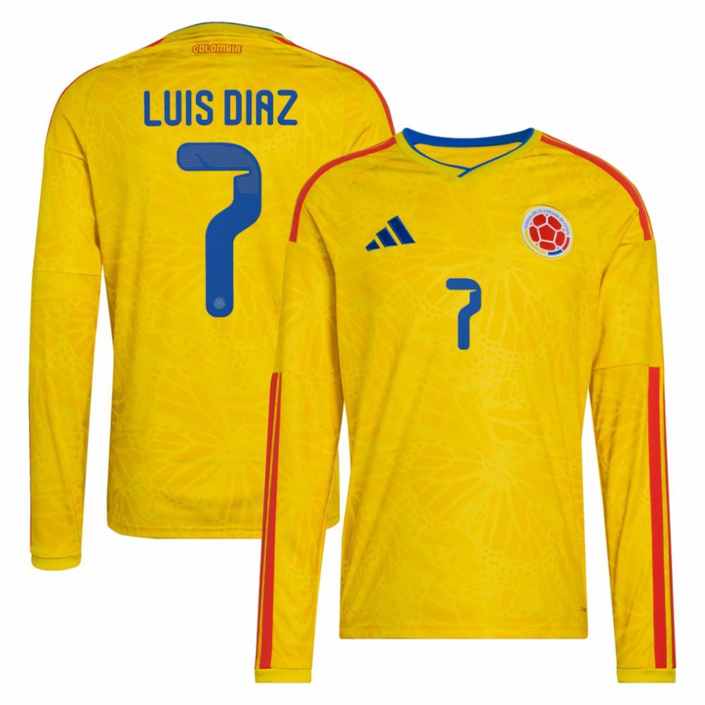 Luis Diaz Colombia National Team 2026 Home Replica Long Sleeve Jersey
