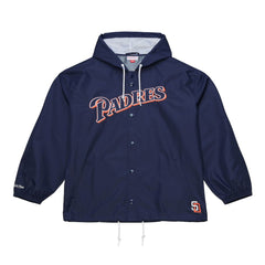 Navy San Diego Padres Mitchell & Ness Full-Snap Hooded Coaches Jacket