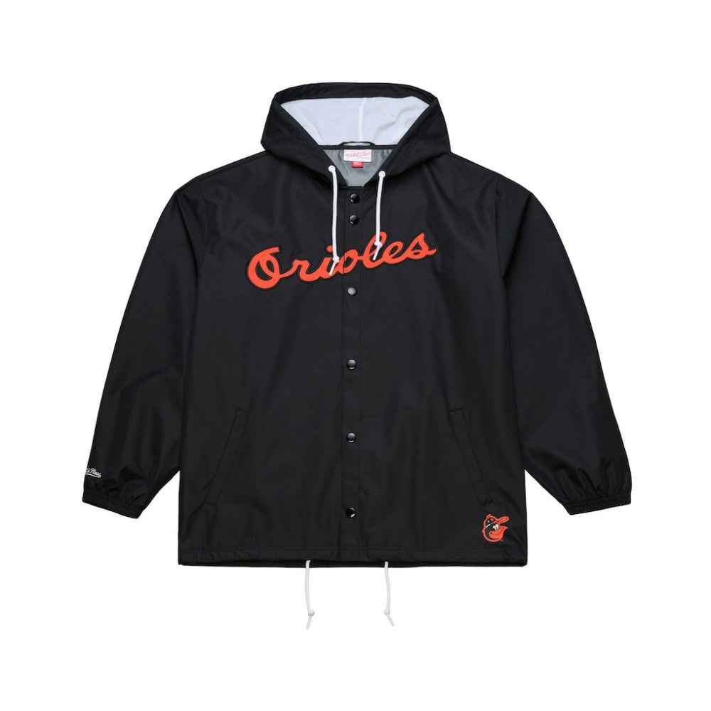 Black Baltimore Orioles Mitchell & Ness Full-Snap Hooded Coaches Jacket