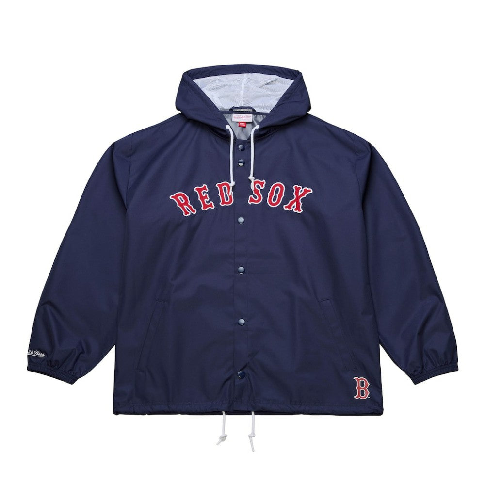 Navy Boston Red Sox Mitchell & Ness Full-Snap Hooded Coaches Jacket