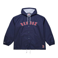 Navy Boston Red Sox Mitchell & Ness Full-Snap Hooded Coaches Jacket