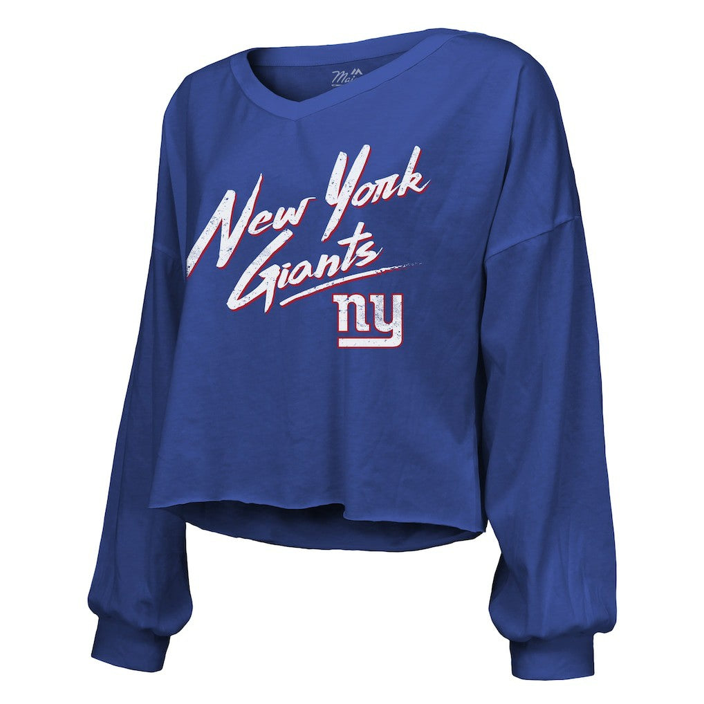 Cam Skattebo  Majestic Threads Women's Script Name & Number Long Sleeve T-Shirt - New York Giants T-shirts