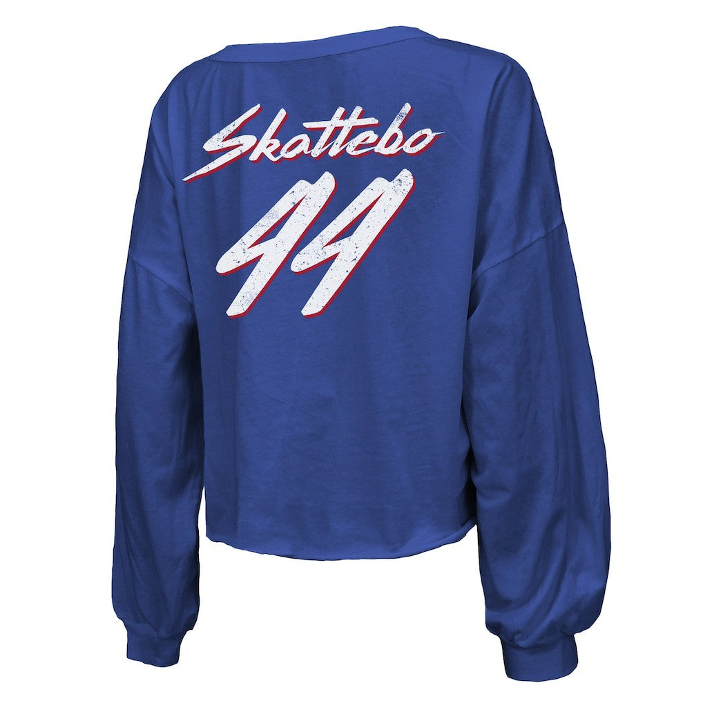 Cam Skattebo  Majestic Threads Women's Script Name & Number Long Sleeve T-Shirt - New York Giants T-shirts