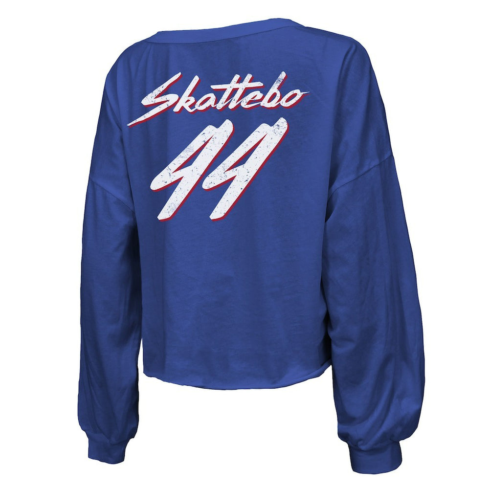 Cam Skattebo  Majestic Threads Women's Script Name & Number Long Sleeve T-Shirt - New York Giants T-shirts