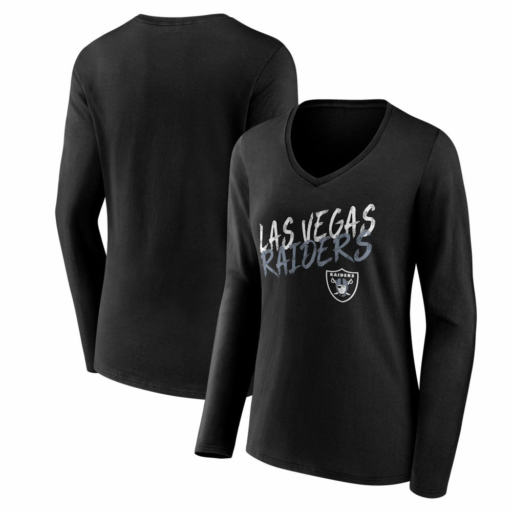 Women's Hustle Long Sleeve V-Neck T-Shirt - Las Vegas Raiders T-shirts