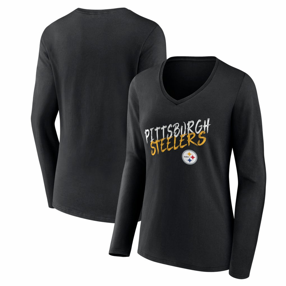 Women's Hustle Long Sleeve V-Neck T-Shirt - Pittsburgh Steelers T-shirts