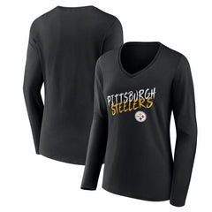 Women's Hustle Long Sleeve V-Neck T-Shirt - Pittsburgh Steelers T-shirts