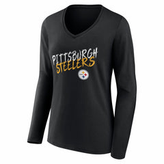 Women's Hustle Long Sleeve V-Neck T-Shirt - Pittsburgh Steelers T-shirts
