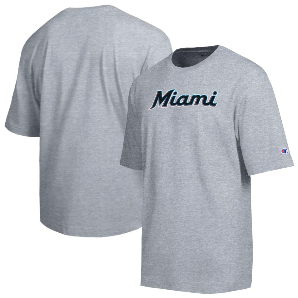 Gray Miami Marlins Champion All Star Chenille Wordmark T-Shirt