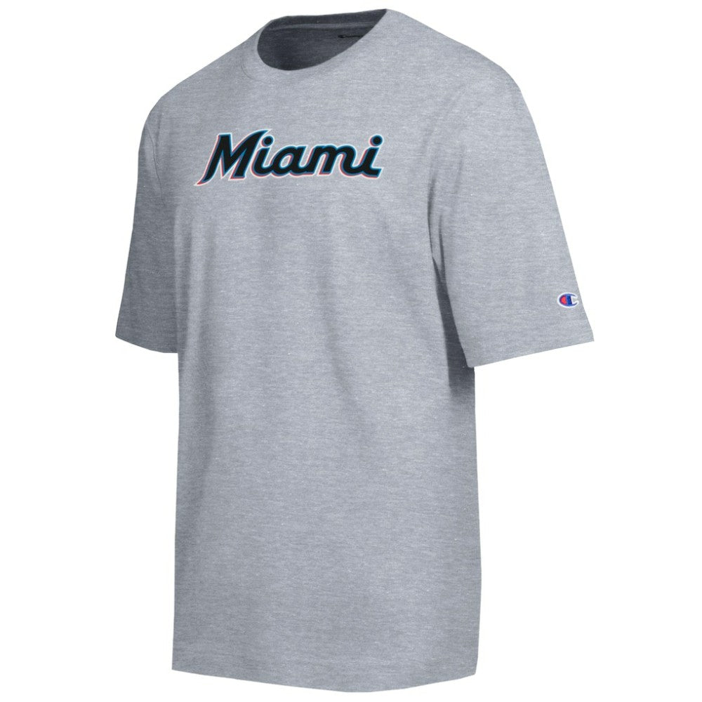 Gray Miami Marlins Champion All Star Chenille Wordmark T-Shirt