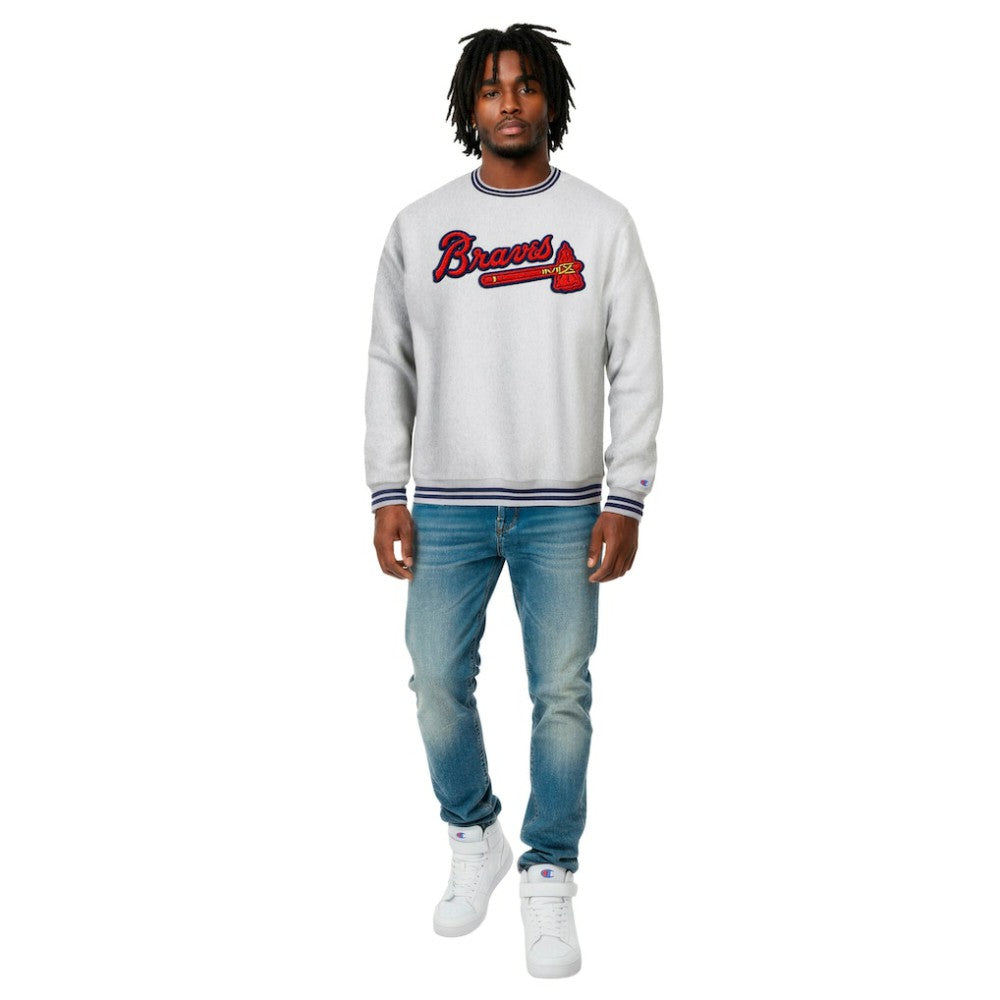 Heather Gray Atlanta Braves Champion Reverse Weave Sweatshirt