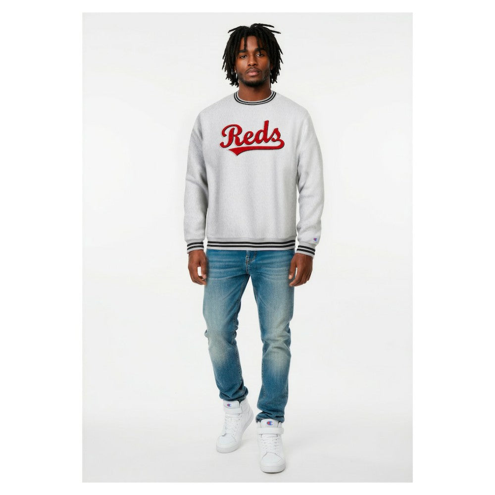 Heather Gray Cincinnati Reds Champion Reverse Weave Sweatshirt