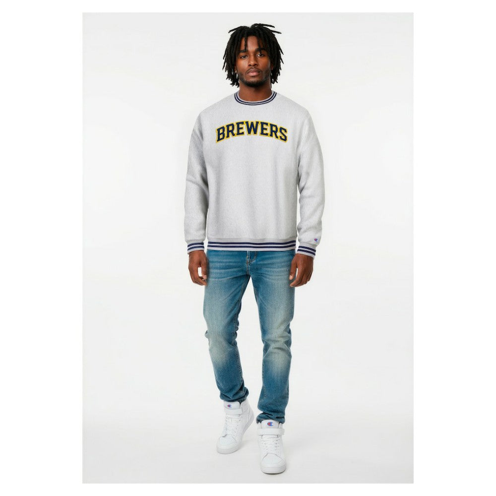 Heather Gray Milwaukee Brewers Champion Reverse Weave Sweatshirt