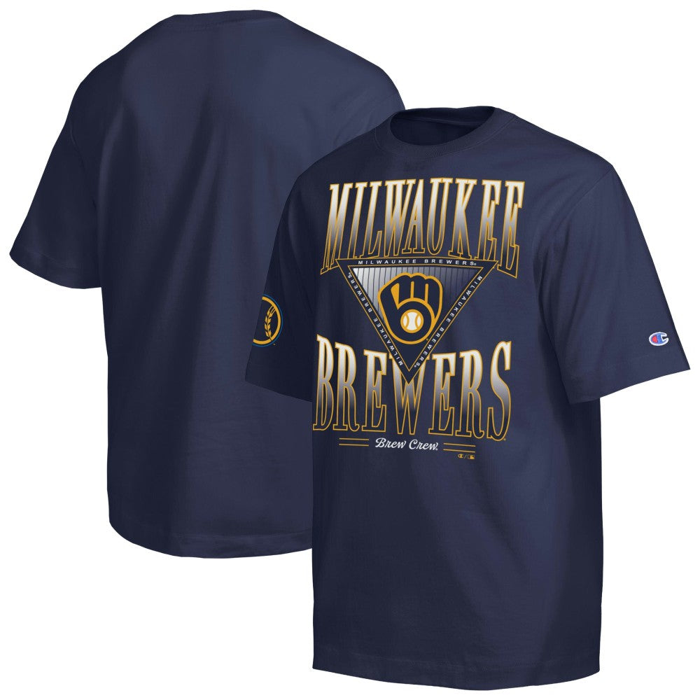 Navy Milwaukee Brewers Champion Traditions Two Locations T-Shirt
