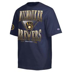 Navy Milwaukee Brewers Champion Traditions Two Locations T-Shirt