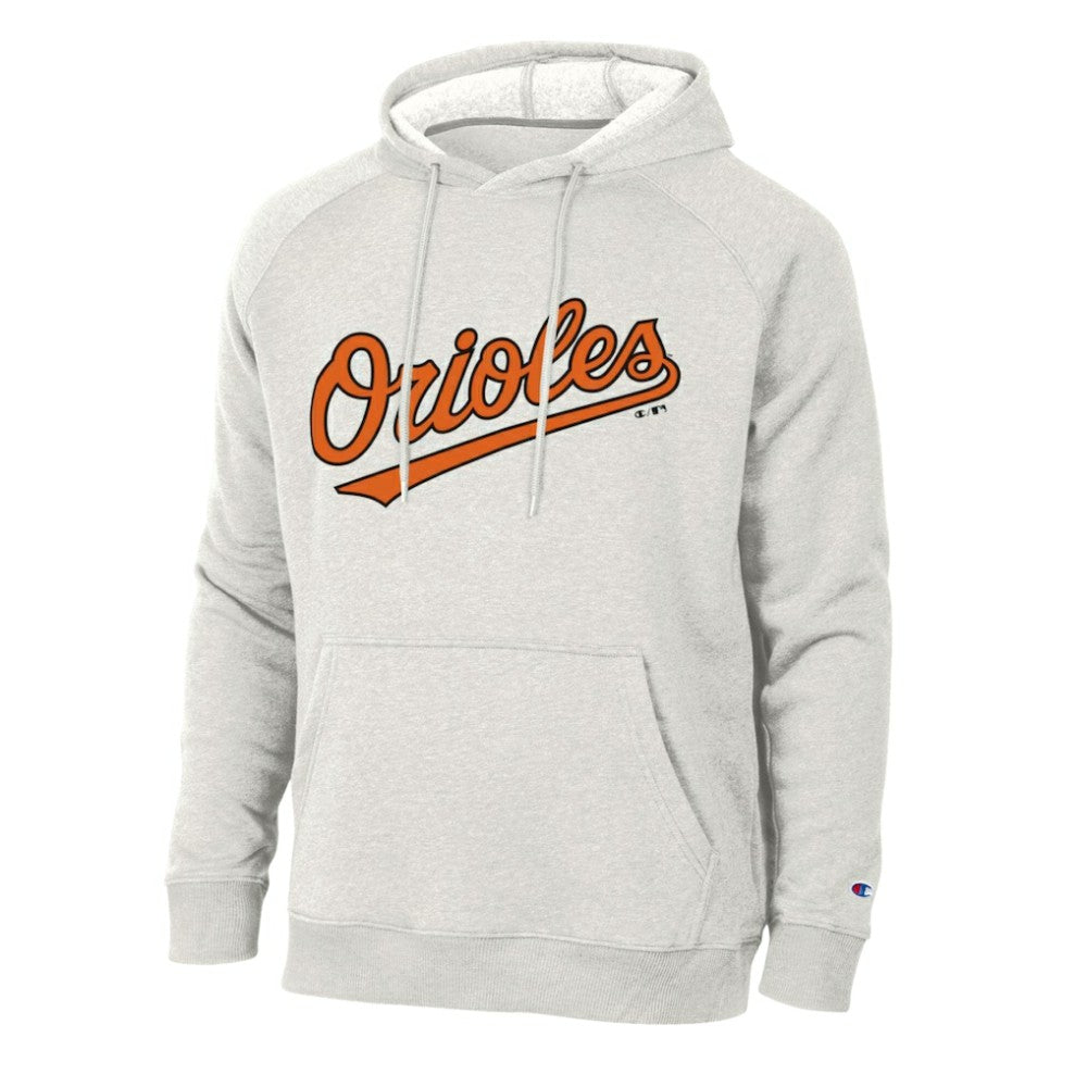 Heathered Core Ultra Light Grey Baltimore Orioles Champion Triumph Tri-Blend Raglan Hoodie