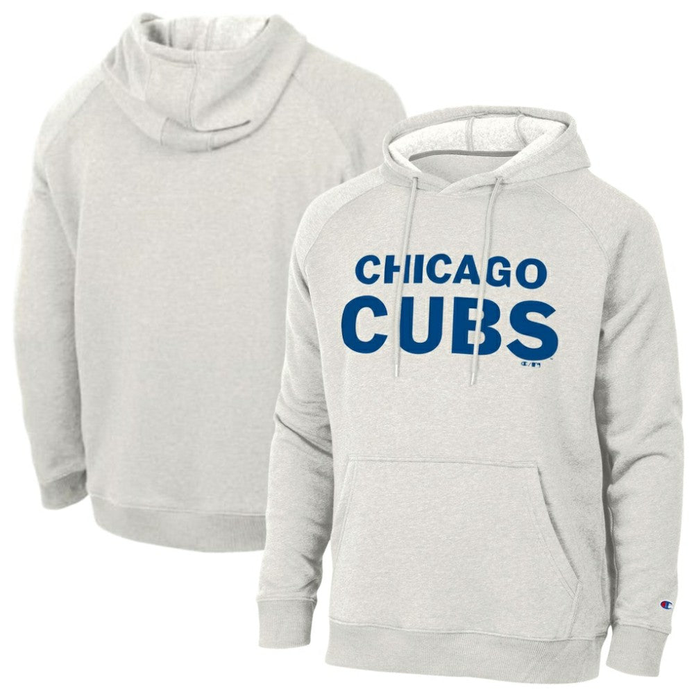 Heathered Core Ultra Light Grey Chicago Cubs Champion Triumph Tri-Blend Raglan Hoodie