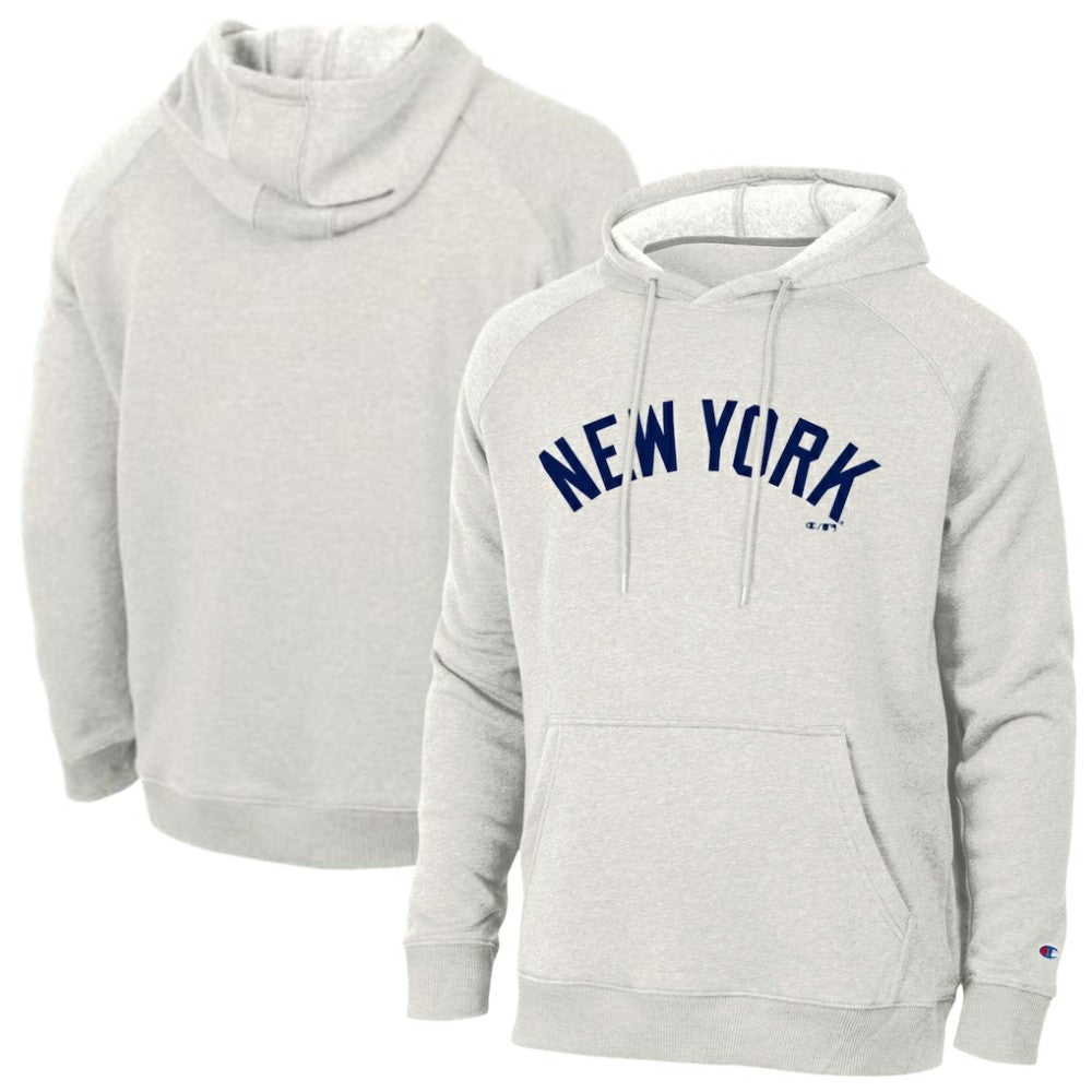 Heathered Core Ultra Light Grey New York Yankees Champion Triumph Tri-Blend Raglan Hoodie