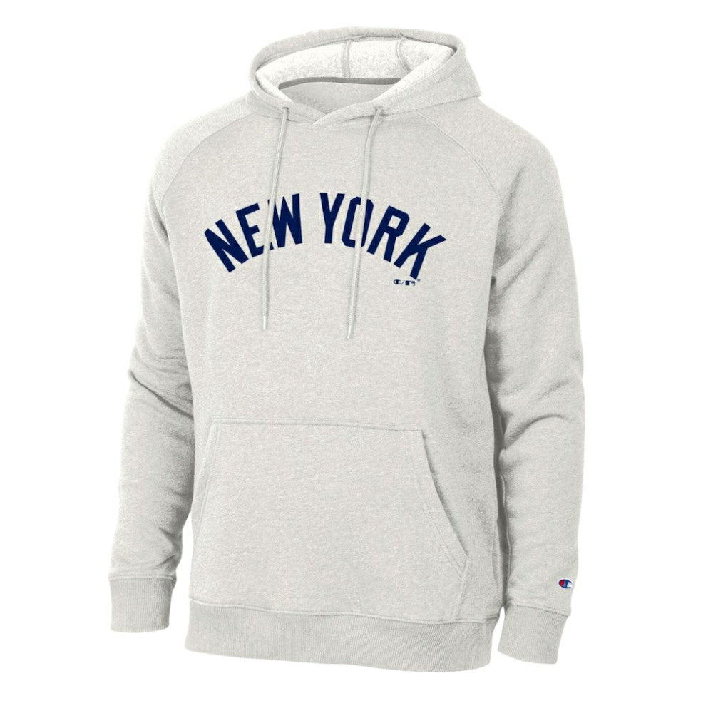 Heathered Core Ultra Light Grey New York Yankees Champion Triumph Tri-Blend Raglan Hoodie