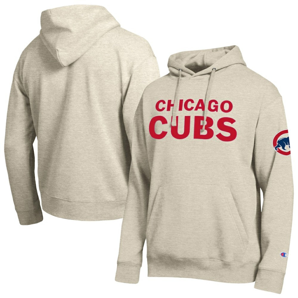 Oatmeal Chicago Cubs Champion All Star Chenille Patch Hoodie