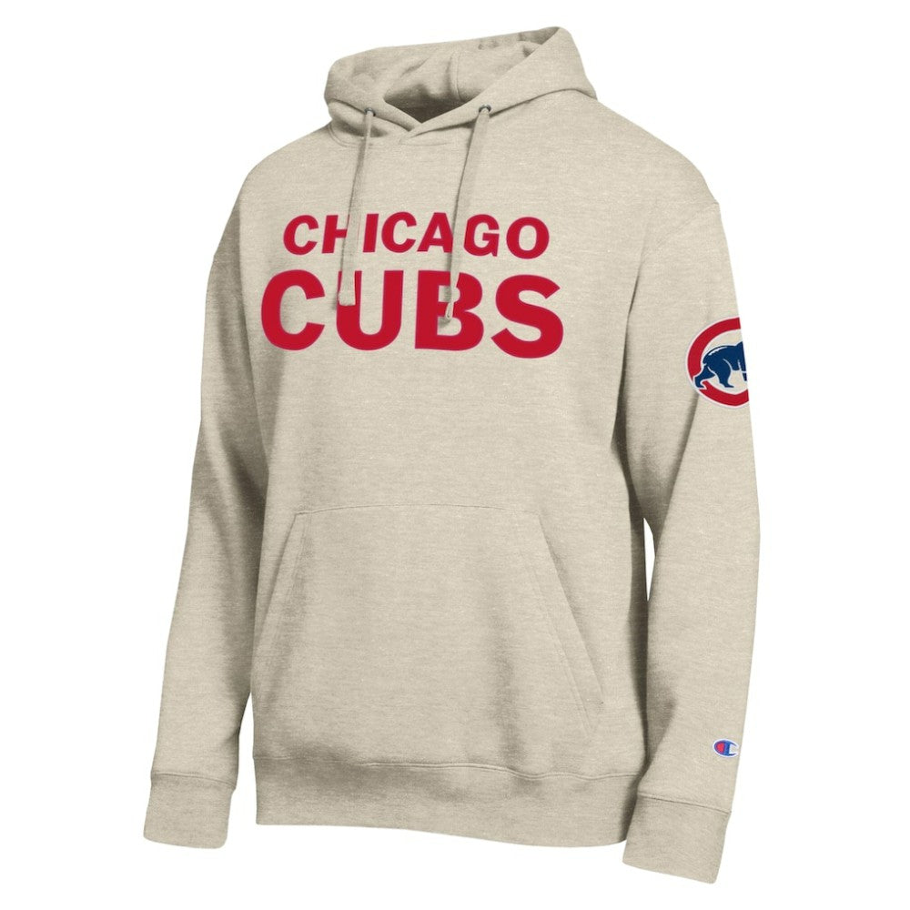 Oatmeal Chicago Cubs Champion All Star Chenille Patch Hoodie