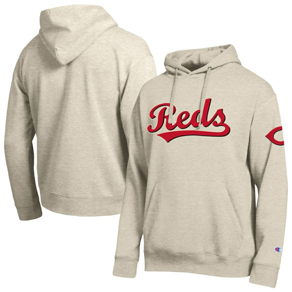 Oatmeal Cincinnati Reds Champion All Star Chenille Patch Hoodie