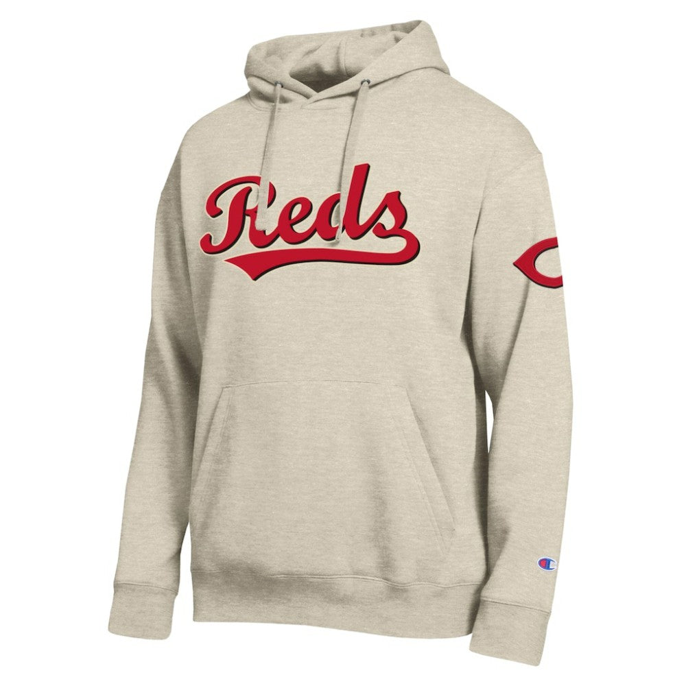 Oatmeal Cincinnati Reds Champion All Star Chenille Patch Hoodie