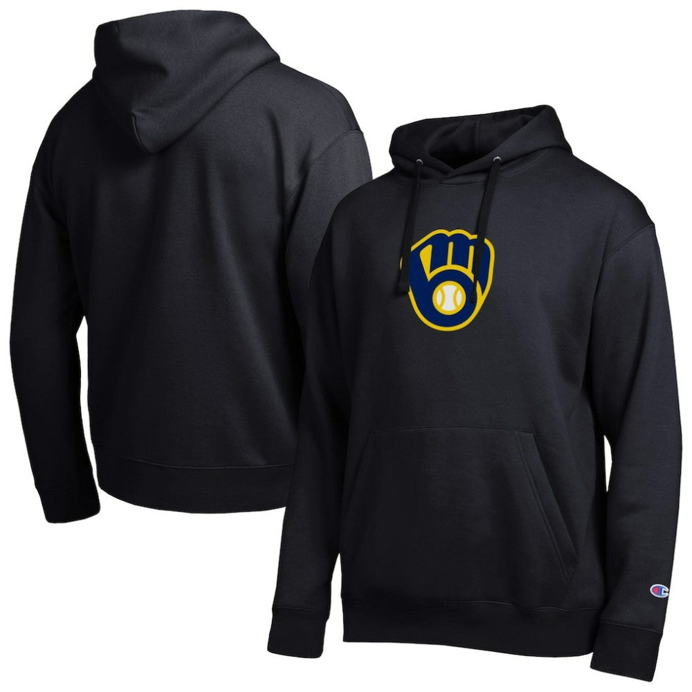 Black Milwaukee Brewers Champion All Star Embroidered Logo Hoodie