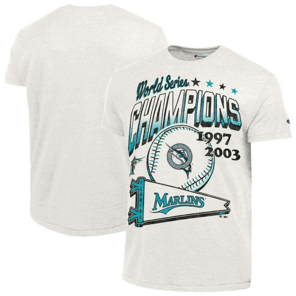 White Miami Marlins Champion Winning Tradition Cooperstown Tri-Blend T-Shirt