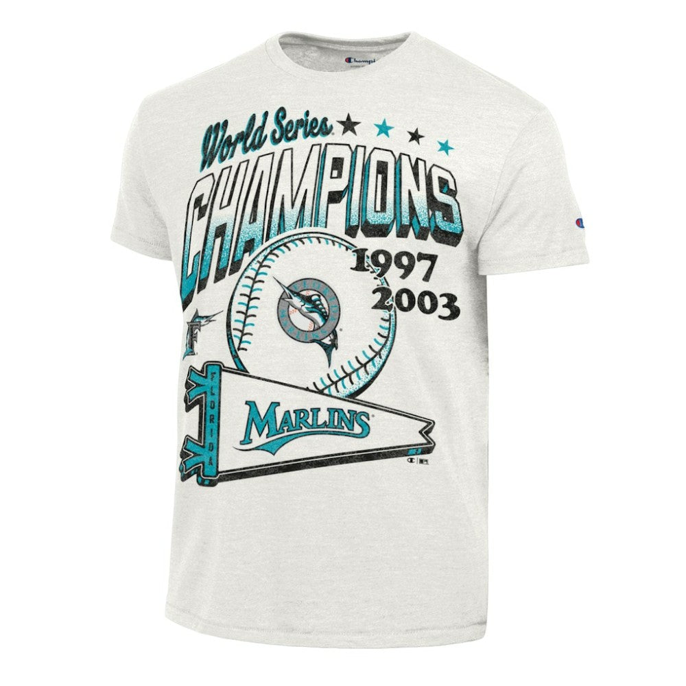 White Miami Marlins Champion Winning Tradition Cooperstown Tri-Blend T-Shirt