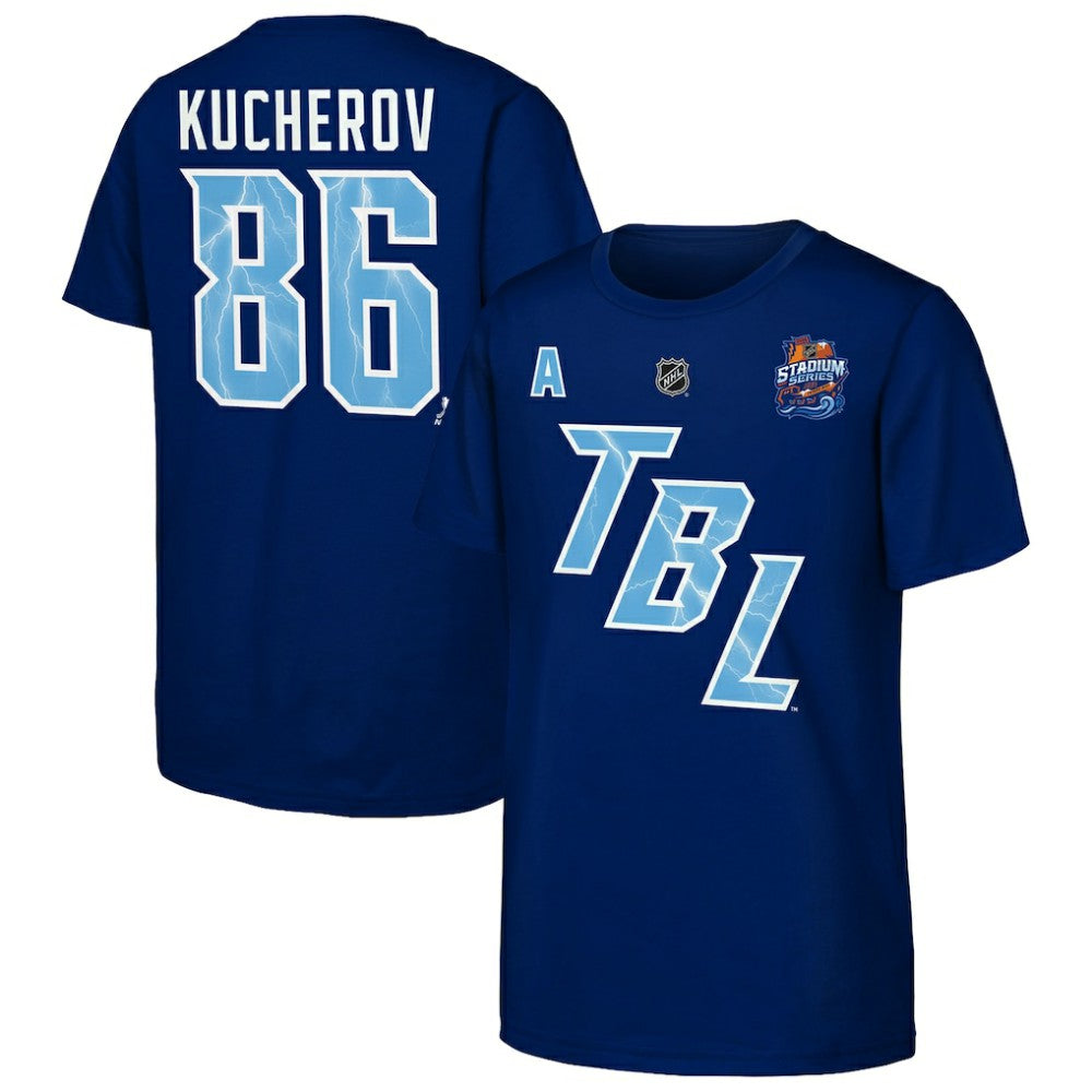 NHL Nikita Kucherov Tampa Bay Lightning Fanatics Youth Alternate Captain 2026 Stadium Series T-Shirt