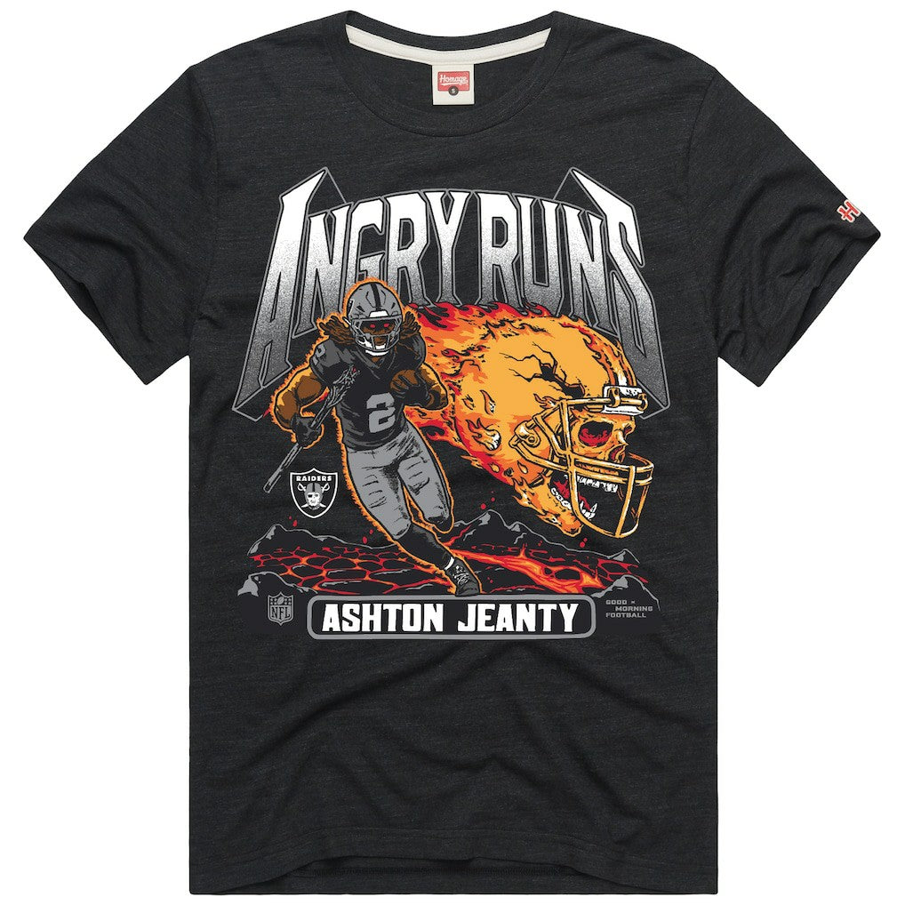 Ashton Jeanty  Homage Unisex Angry Runs Player Graphic Tri-Blend T-Shirt - Las Vegas Raiders T-shirts