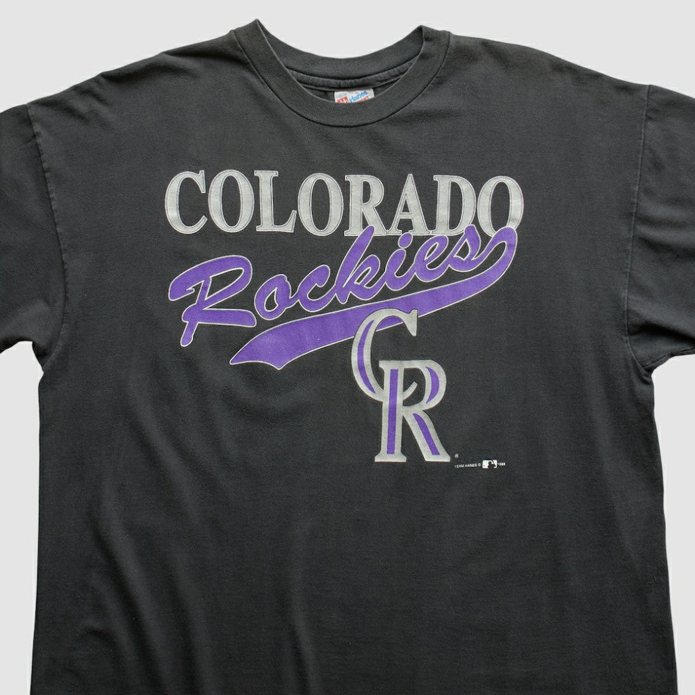 Black Colorado Rockies Hanes 90s T-shirt