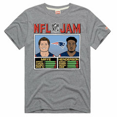 Drake Maye & TreVeyon Henderson  Homage Unisex NFL Jam Tri-Blend T-Shirt - New England Patriots T-shirts