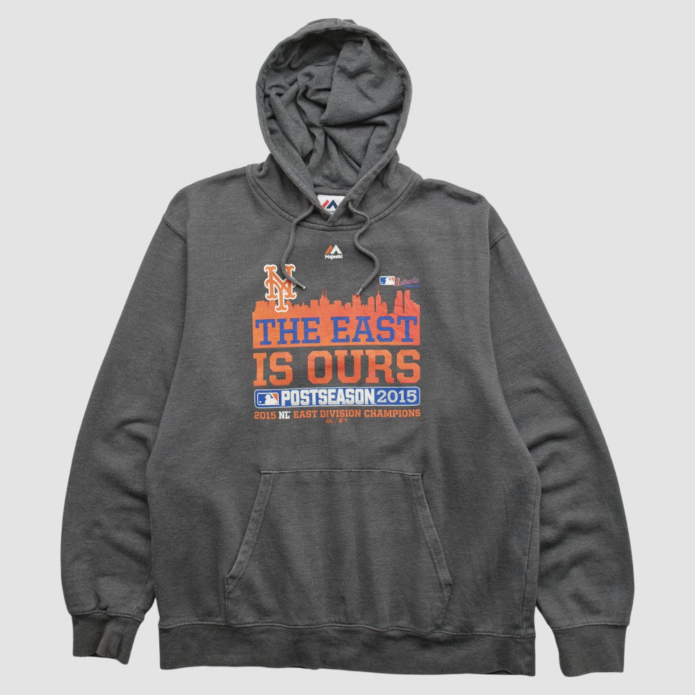Dark Heather Gray New York Mets Majestic 2015 Hooded Pullover Sweatshirt