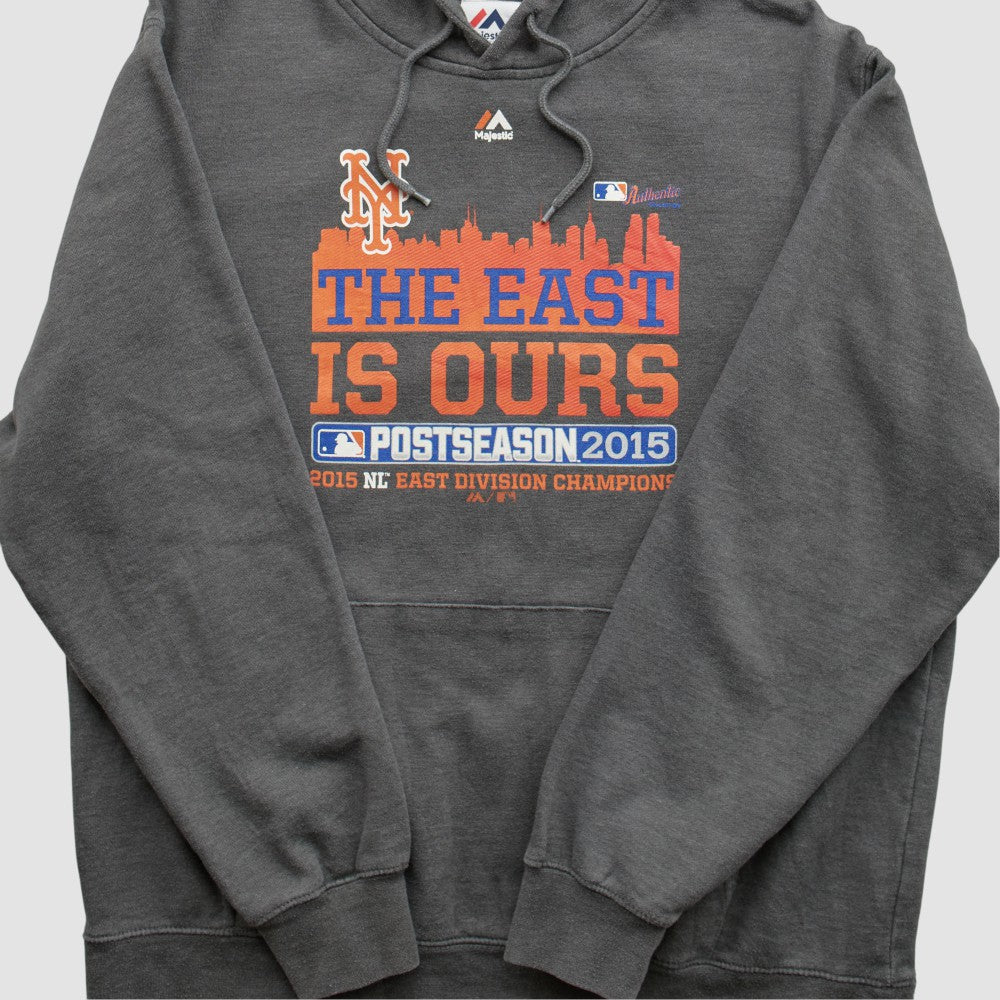 Dark Heather Gray New York Mets Majestic 2015 Hooded Pullover Sweatshirt