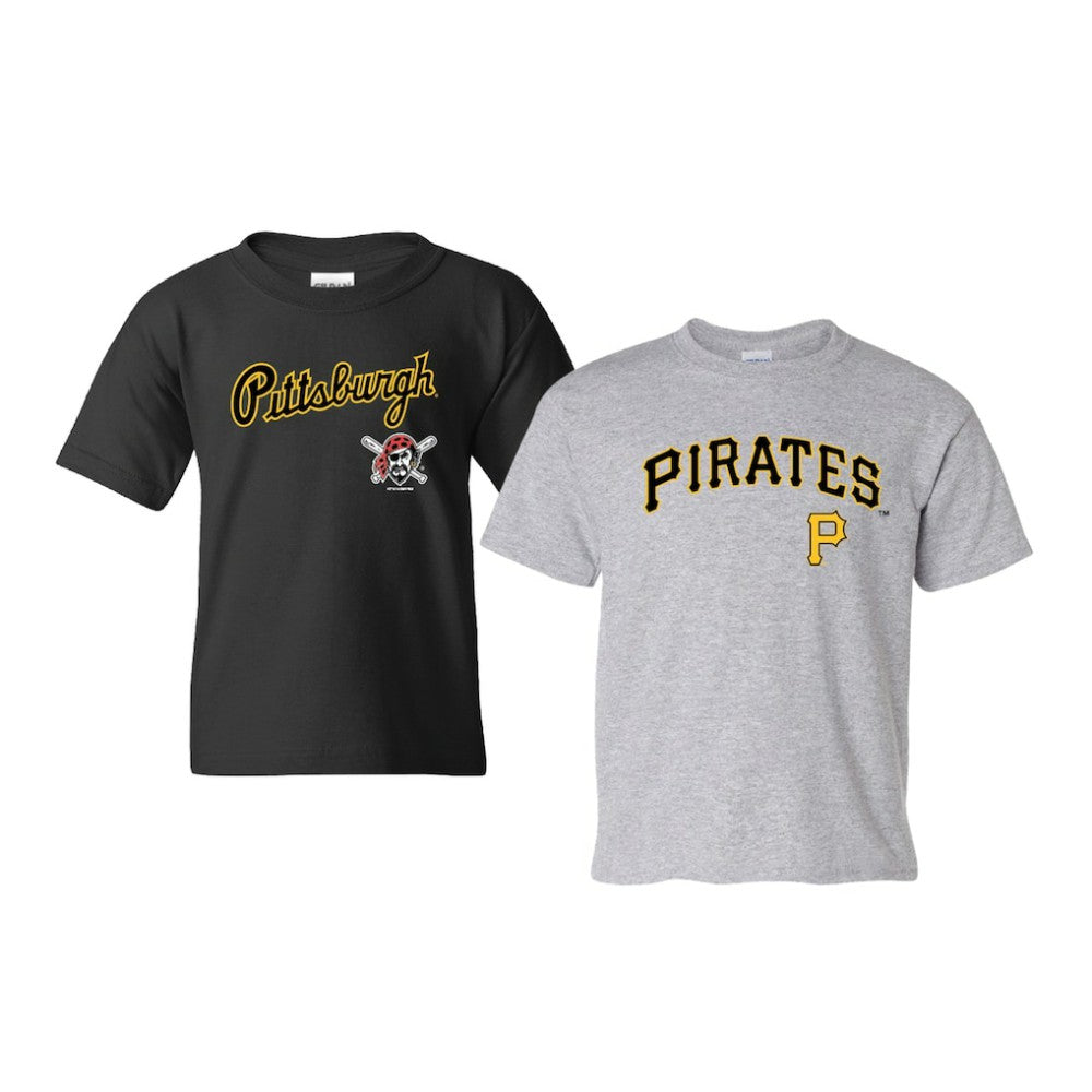 Black/Gray Pittsburgh Pirates Soft as a Grape Youth 2-Pack Logo T-Shirt Set