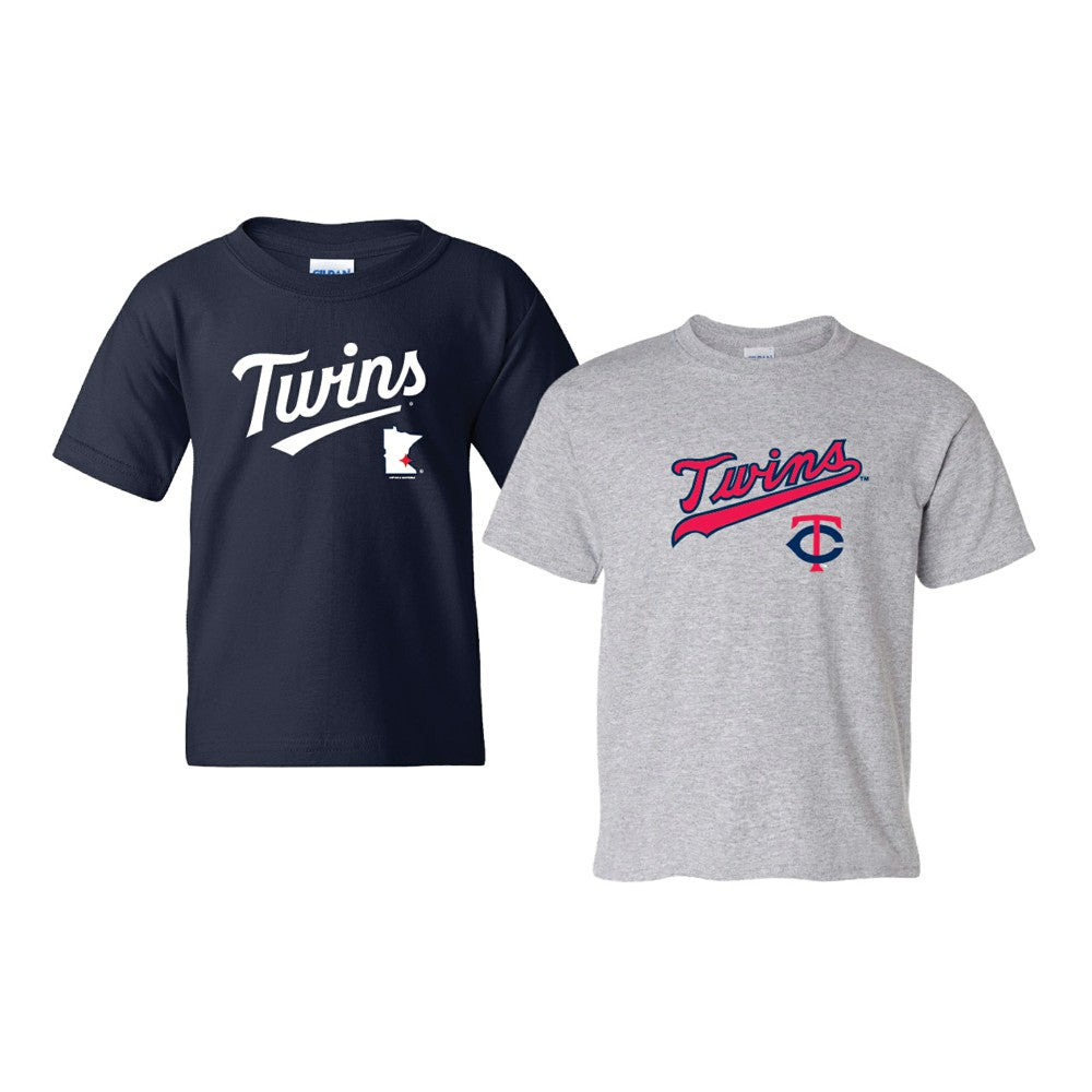 Navy/Gray Minnesota Twins Soft as a Grape Youth 2-Pack Logo T-Shirt Set