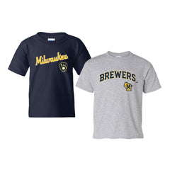 Navy/Gray Milwaukee Brewers Soft as a Grape Youth 2-Pack Logo T-Shirt Set