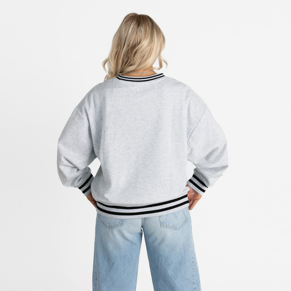 Gameday Couture Women's Oversized Gridiron Drive Ringer Stripe Sweatshirt - Baltimore Ravens Sweatshirts