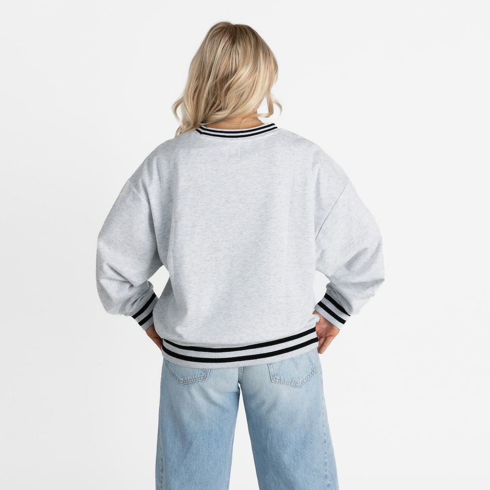 Gameday Couture Women's Oversized Gridiron Drive Ringer Stripe Sweatshirt - Baltimore Ravens Sweatshirts