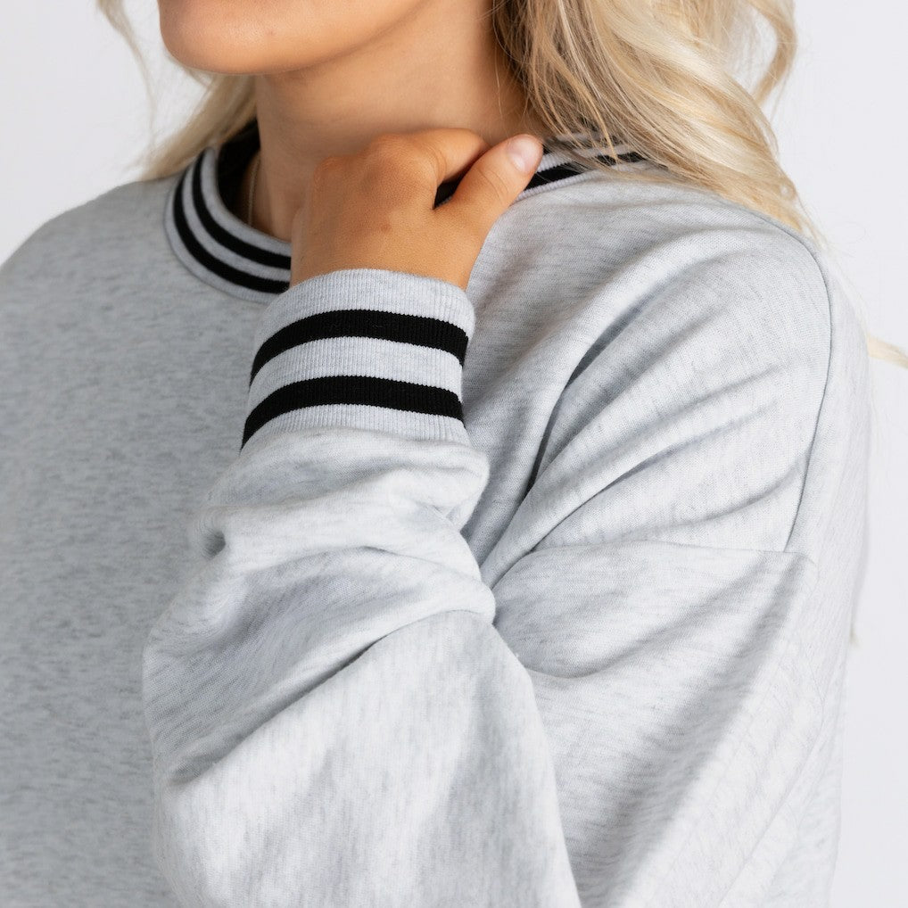 Gameday Couture Women's Oversized Gridiron Drive Ringer Stripe Sweatshirt - Baltimore Ravens Sweatshirts