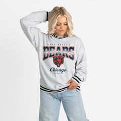 Gameday Couture Women's Oversized Gridiron Drive Ringer Stripe Sweatshirt - Chicago Bears Sweatshirts