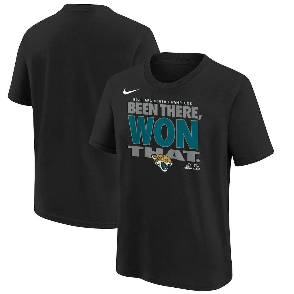 Youth 2025 AFC South Division Champions Locker Room Trophy Collection T-Shirt - Jacksonville Jaguars T-shirts