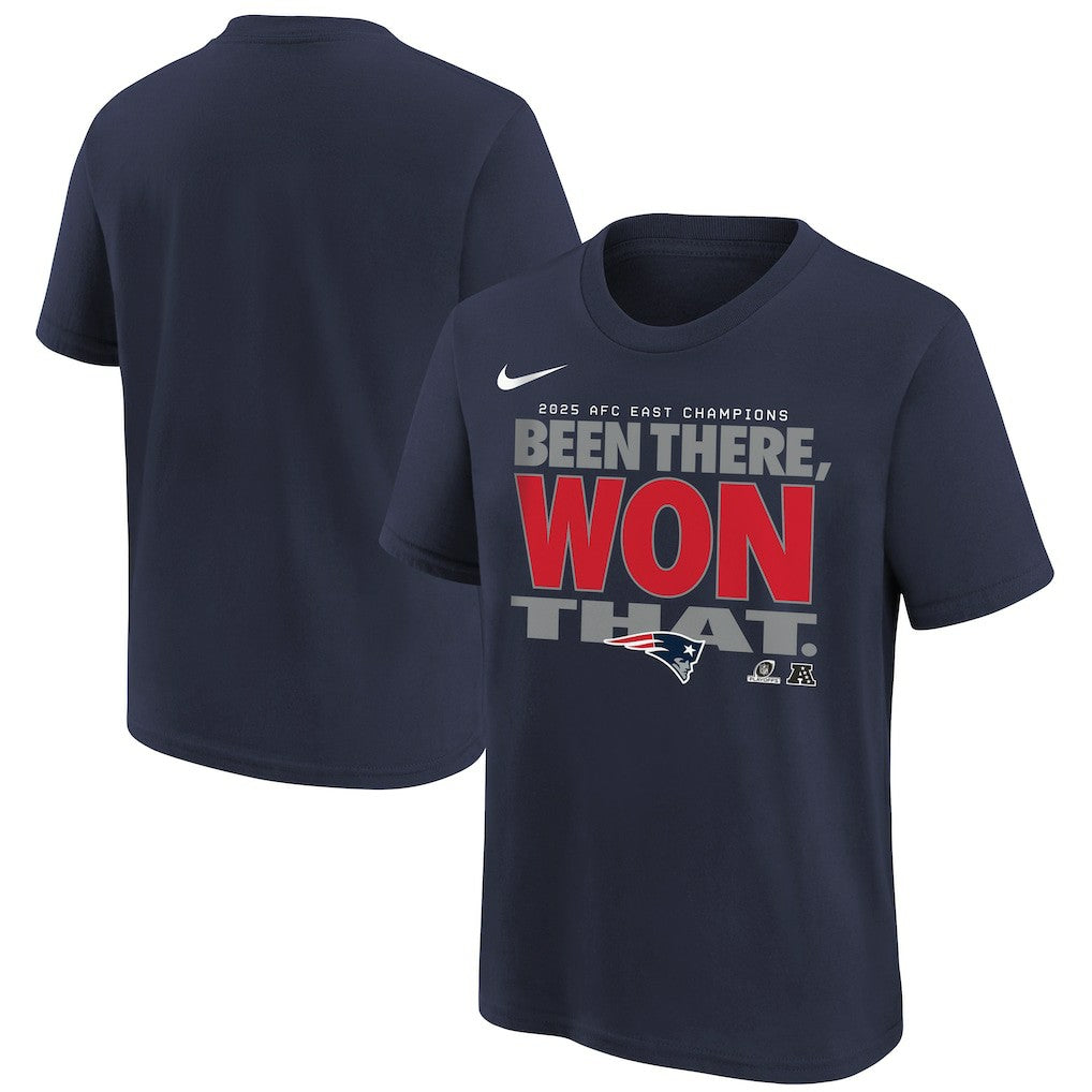Youth 2025 AFC East Division Champions Locker Room Trophy Collection T-Shirt - New England Patriots T-shirts