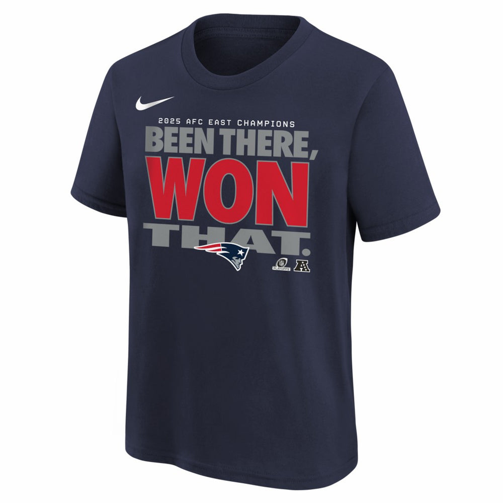Youth 2025 AFC East Division Champions Locker Room Trophy Collection T-Shirt - New England Patriots T-shirts