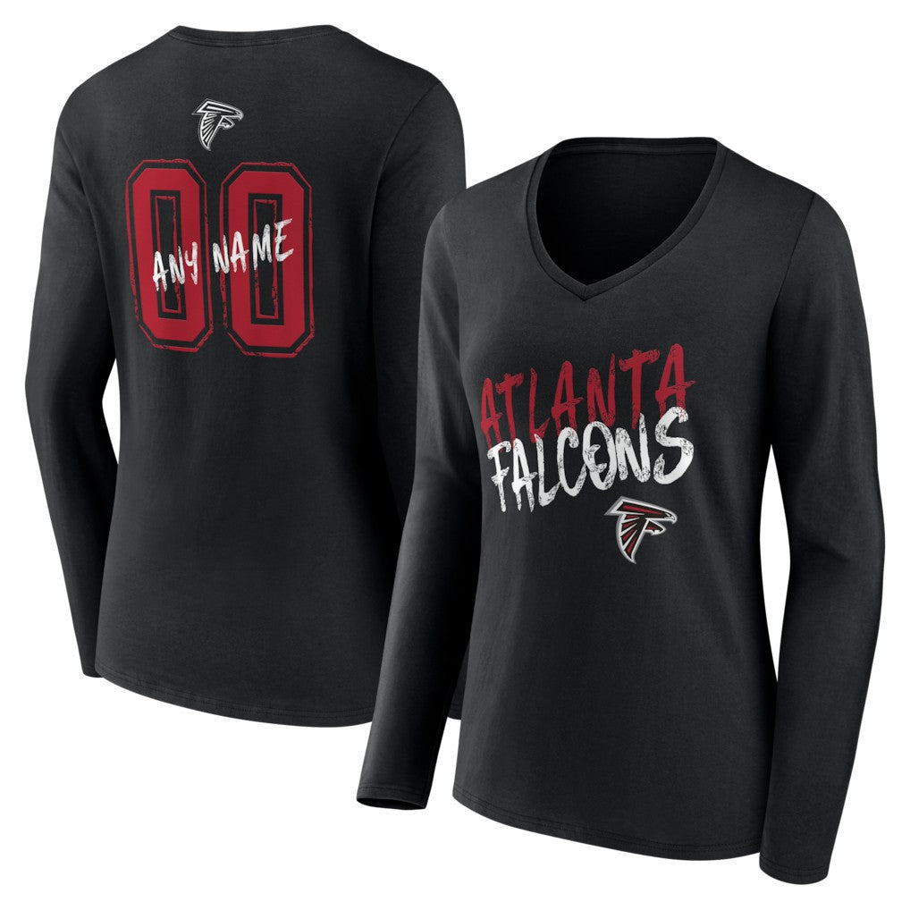Women's Hustle Personalized Name & Number Long Sleeve V-Neck T-Shirt - Atlanta Falcons T-shirts